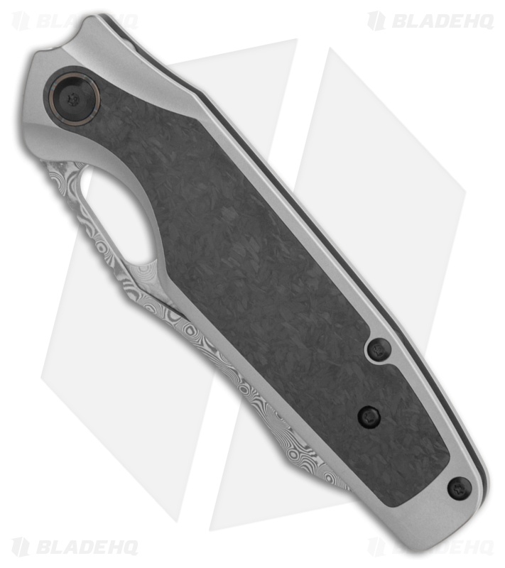 Kansept Tuckamore Frame Lock Knife Shred CF/Ti (3.54" Damascus) K1052A5
