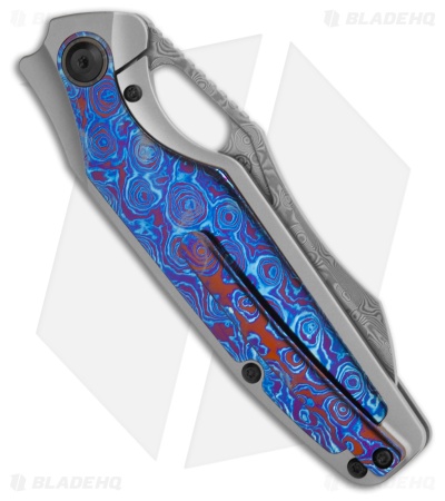 Kansept Tuckamore Frame Lock Knife Titanium +  Blue Timascus (3.54" Dam) K1052A7