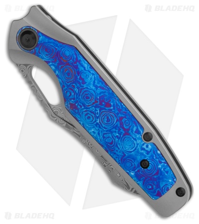 Kansept Tuckamore Frame Lock Knife Titanium +  Blue Timascus (3.54" Dam) K1052A7