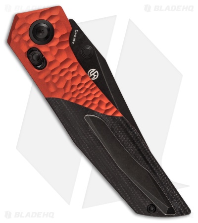 Kansept Deadite Crossbar Lock Knife Rock Texture Red Al/Black Micarta (3.5" BSW)