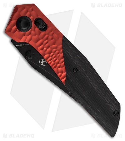 Kansept Deadite Crossbar Lock Knife Rock Texture Red Al/Black Micarta (3.5" BSW)