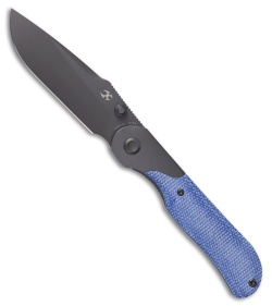 Kansept Knives Kansept Knives Lichen Bolster Frame Lock Knife Blue Micarta (3" Gray TiCn) - $129.89 at Blade HQ