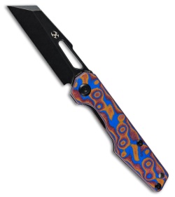 Kansept Knives Kansept Knives Lucero Liner Lock Knife Blue/Red Vortex Micarta (2.56" Blackwash) - $89.89 at Blade HQ