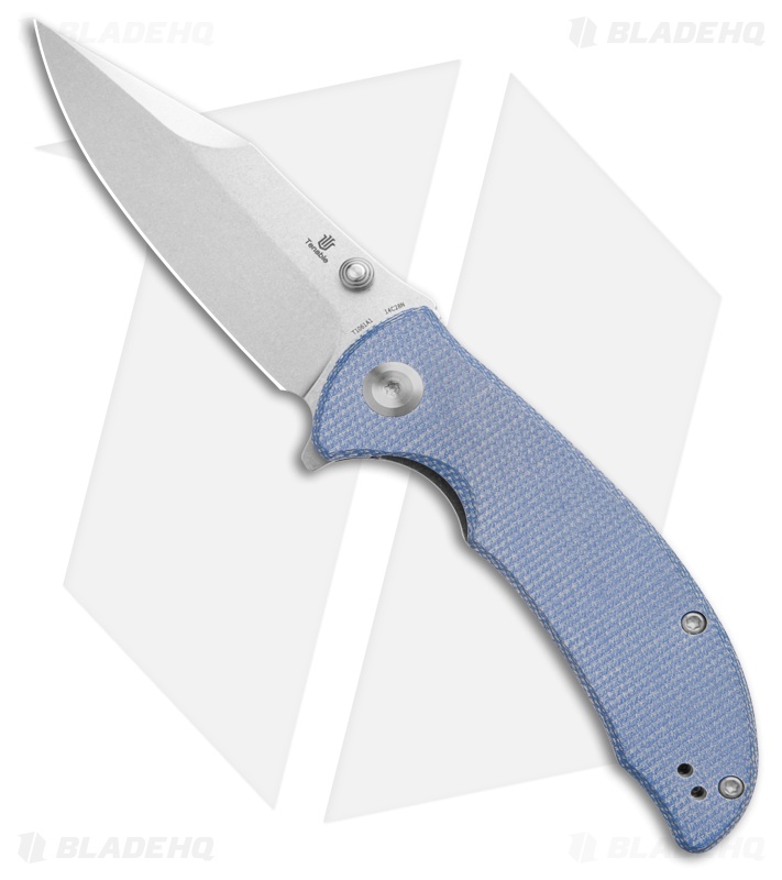 REIページ Kansept Knives Rei Blue Micarta Clip Point SW 14C28N
