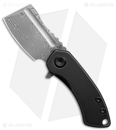 Kansept Knives Mini Korvid Frame Lock Knife Black SW Titanium (1.5" Damascus)