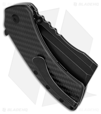 Kansept Knives XL Korvid Liner Lock Knife CF + Black G-10 (3.6" Black SW)