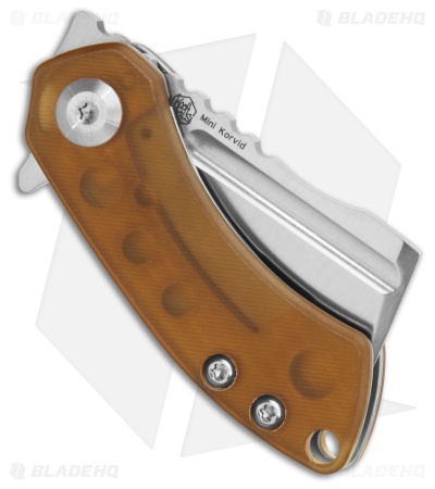 Kansept Mini Korvid Liner Lock Knife Amber Ultem (1.5" Satin) K3030P1