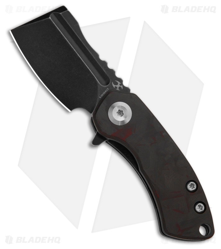 Kansept Mini Korvid Liner Lock Knife Black/Red CF (1.5" Black SW) K3030A13