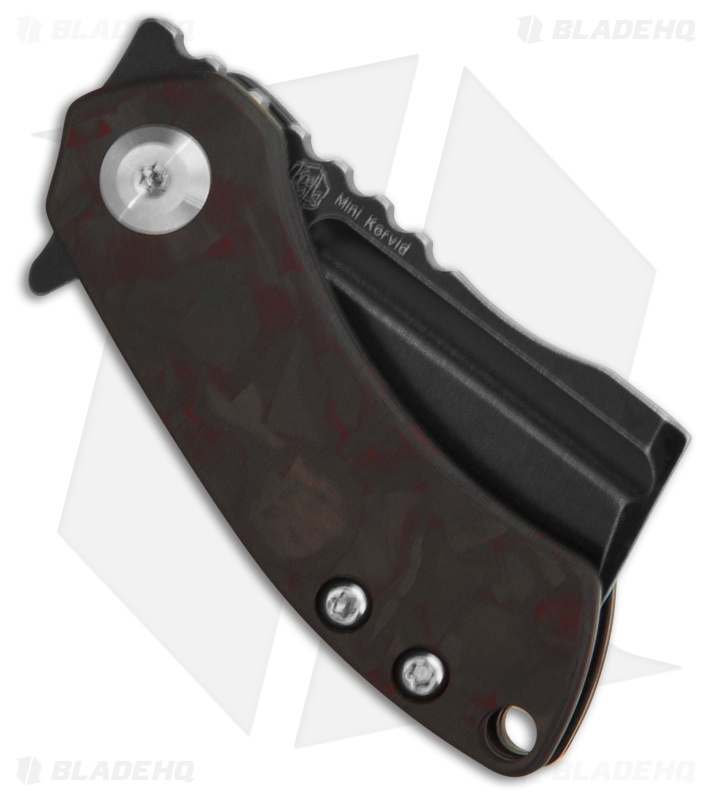 Kansept Mini Korvid Liner Lock Knife Black/Red CF (1.5" Black SW) K3030A13