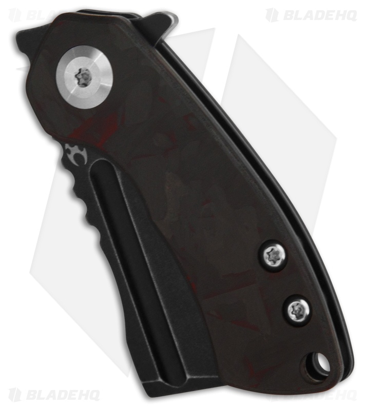 Kansept Mini Korvid Liner Lock Knife Black/Red CF (1.5" Black SW) K3030A13