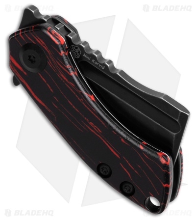 Kansept Mini Korvid Liner Lock Knife Red/Black G-Mascus (1.5" Black SW) K3030S1