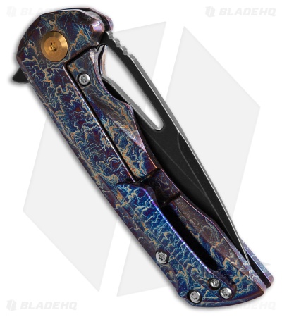 Kansept Knives Mini Kryo Frame Lock Knife Lightning Strike Ti (2.9" Black SW)