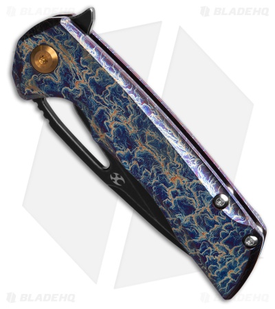 Kansept Knives Mini Kryo Frame Lock Knife Lightning Strike Ti (2.9" Black SW)