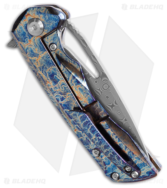 Kansept Knives Mini Kryo Frame Lock Knife Lightning Strike Ti (2.9" Damascus)