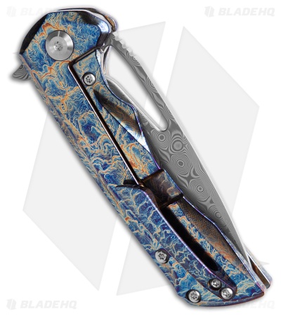Kansept Knives Mini Kryo Frame Lock Knife Lightning Strike Ti (2.9" Damascus)