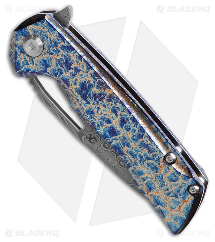Kansept Knives Mini Kryo Frame Lock Knife Lightning Strike Ti (2.9" Damascus)