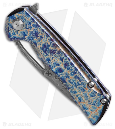 Kansept Knives Mini Kryo Frame Lock Knife Lightning Strike Ti (2.9" Damascus)