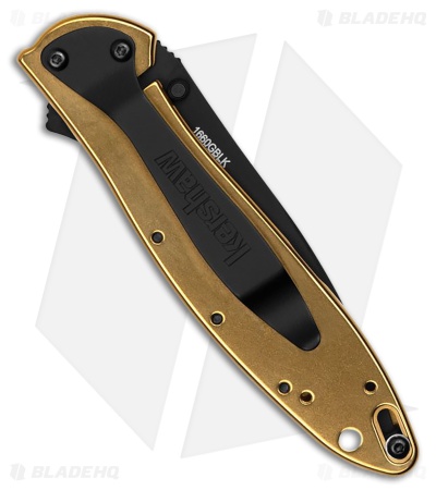 Kershaw Leek Assisted Opening Frame Lock Knife Gold Stainless Steel (3" Black)