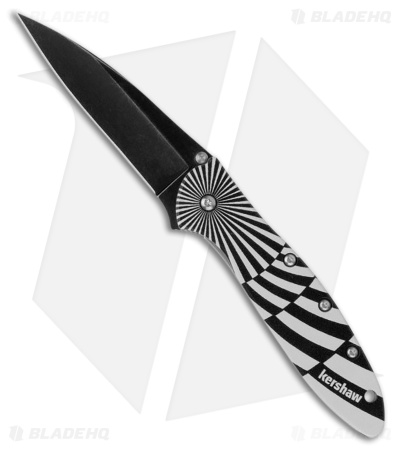 Kershaw Ken Onion Leek Knife Black/White Swirl Aluminum Black SW