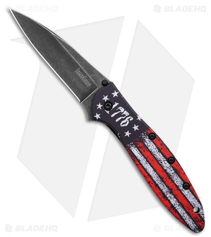 Kershaw Leek Assisted Opening Knife 1776 Flag Aluminum (3" Black SW)