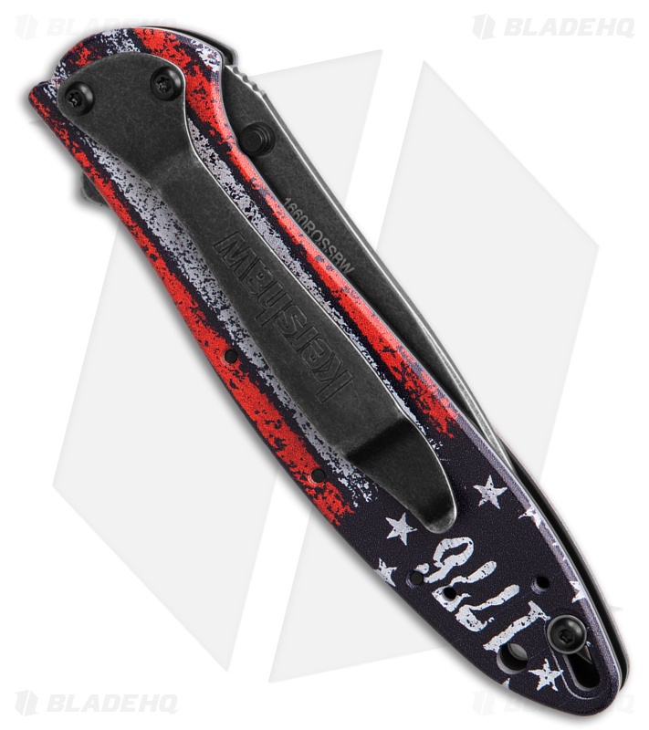 Kershaw Leek Assisted Opening Knife 1776 Flag Aluminum (3" Black SW)