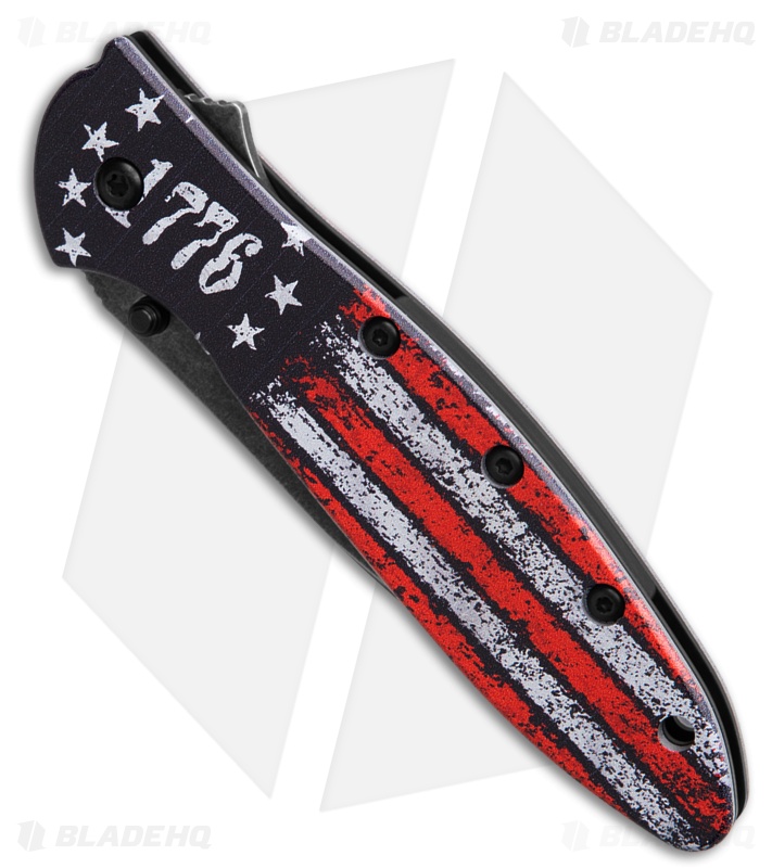 Kershaw Leek Assisted Opening Knife 1776 Flag Aluminum (3" Black SW)