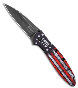 Kershaw Leek Assisted Opening Knife 1776 Flag Aluminum (3" Black SW)