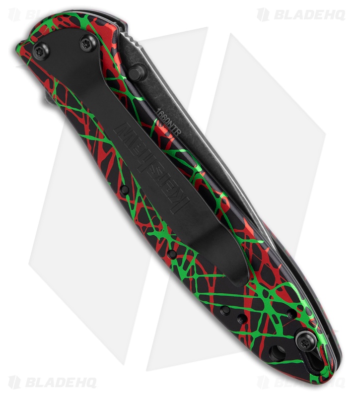 Kershaw Leek Assisted Opening Knife Green/Red Aluminum (3" Black)