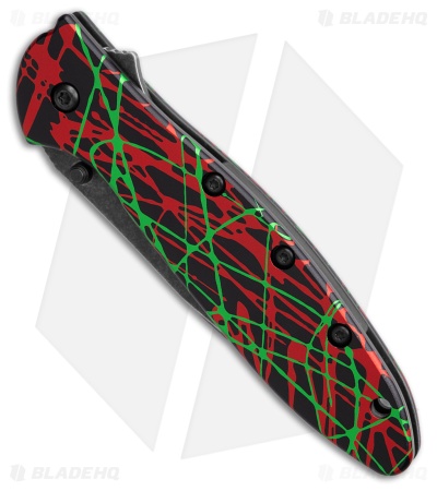 Kershaw Leek Assisted Opening Knife Green/Red Aluminum (3" Black)