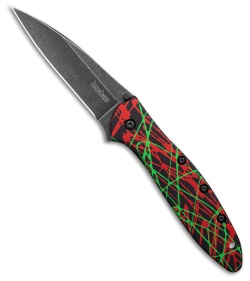 Kershaw Leek Assisted Opening Knife Green/Red Aluminum (3" Black)