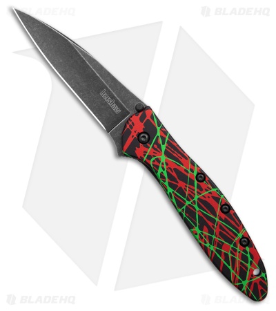 Kershaw Leek Assisted Opening Knife Green/Red Aluminum (3" Black)