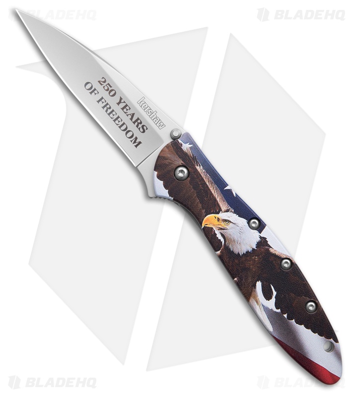 Kershaw Leek Assisted Opening Knife USA Eagle Aluminum (3" Bead Blast)