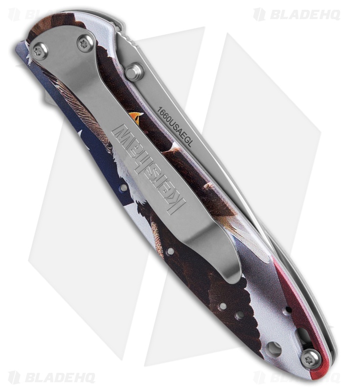 Kershaw Leek Assisted Opening Knife USA Eagle Aluminum (3" Bead Blast)