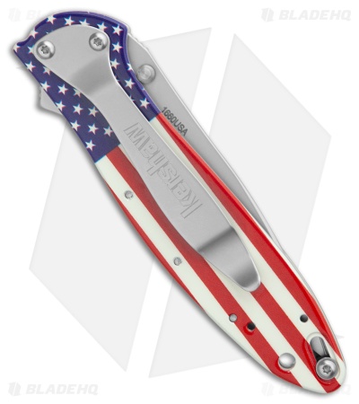 Kershaw Leek Assisted Opening Knife USA Flag (3" Bead Blast) 1660USA