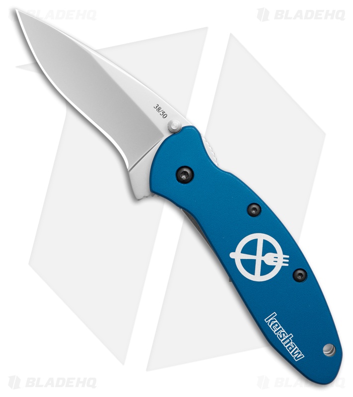 Kershaw Scallion Zero Forks Assisted Opening Knife Blue Al (2.25" Bead Blast)