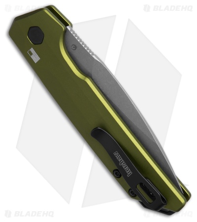 Kershaw Launch Iridium MagnaCut Automatic Knife Olive Aluminum (3.5" Stonewash)