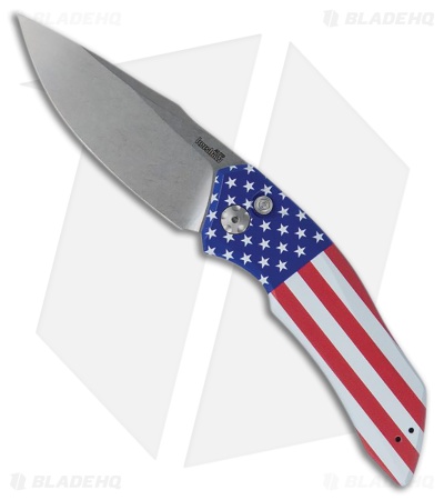 Kershaw Launch 1 Automatic Knife American Flag Aluminum (3.4" SW CPM 154)