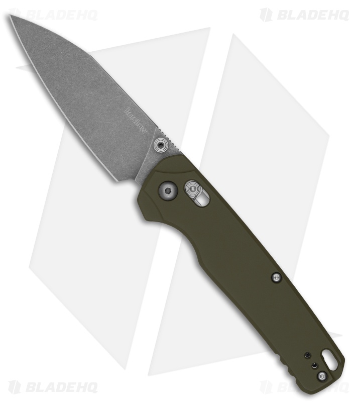 Kershaw Bel Air XL DuraLock Knife Olive Aluminum (3.4" Clear Cerakote) 6110OL