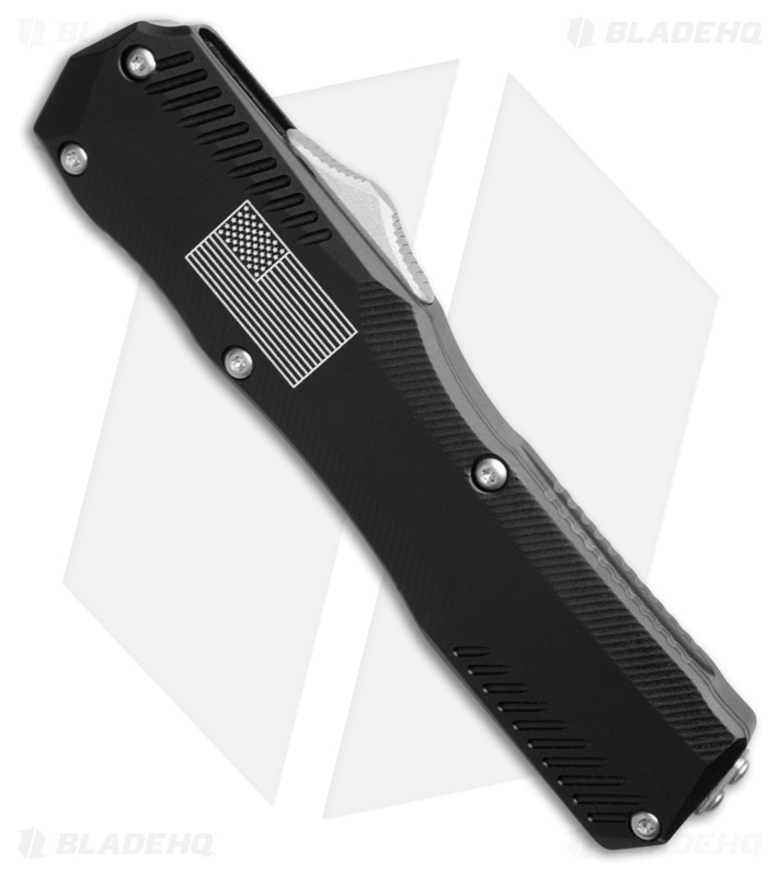 Kershaw Livewire D/A OTF Automatic Knife Black Aluminum/American Flag (3.4" SW)