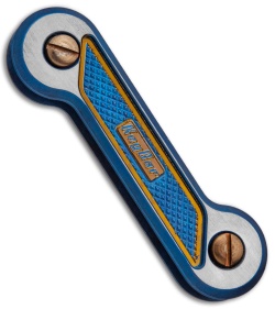 KEY-BAR Titanium Diamond Crosshatch Pocket Key Holder/Organizer Blue/Bronze