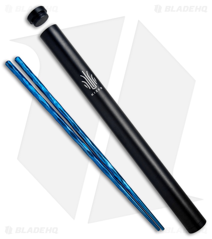 Kizer Textured Titanium Chop Sticks Blue Anodized
