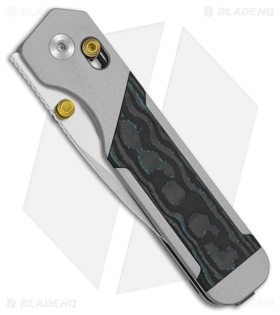 Kizer Militaw Button Liner Lock Knife Aluminum/Shipwreck CamoCarbon (3.4" Satin)