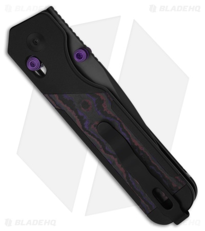 Kizer Militaw Button Liner Lock Knife Black Al/FatCarbon Purple Haze (3.4" DLC)