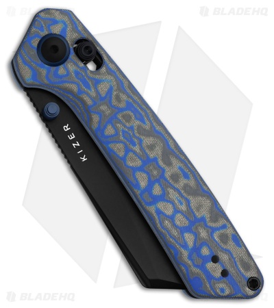 Kizer Madrac Clutch Lock Knife Blue/Gray Vortex Micarta (3" Black Nitro-V)