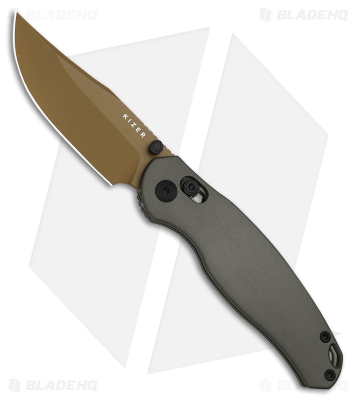 76,エコカ Kizer Phoca CC Clutch Lock Knife | Black Aluminum | Sunset