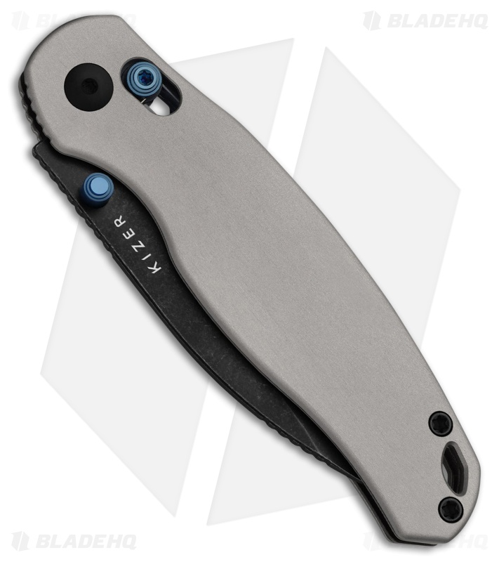 Kizer Phoca CD Clutch Lock Knife Light Gray Aluminum (3" Black SW) V3781CDA2