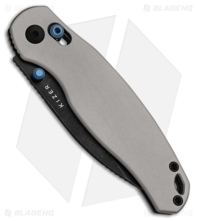 Kizer Phoca CD Clutch Lock Knife Light Gray Aluminum (3" Black SW) V3781CDA2