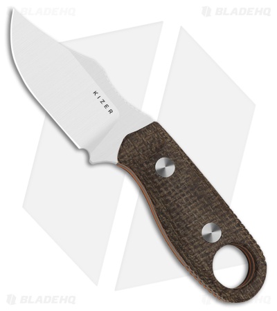 Kizer Beaver 2 Fixed Blade Knife Micarta & Orange G-10 (2.75" Satin) 1078A4