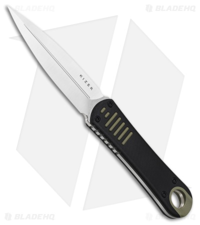 Kizer Hidden Agenda Fixed Blade Knife Black/Green G-10 (3.5" Satin) 1083A2
