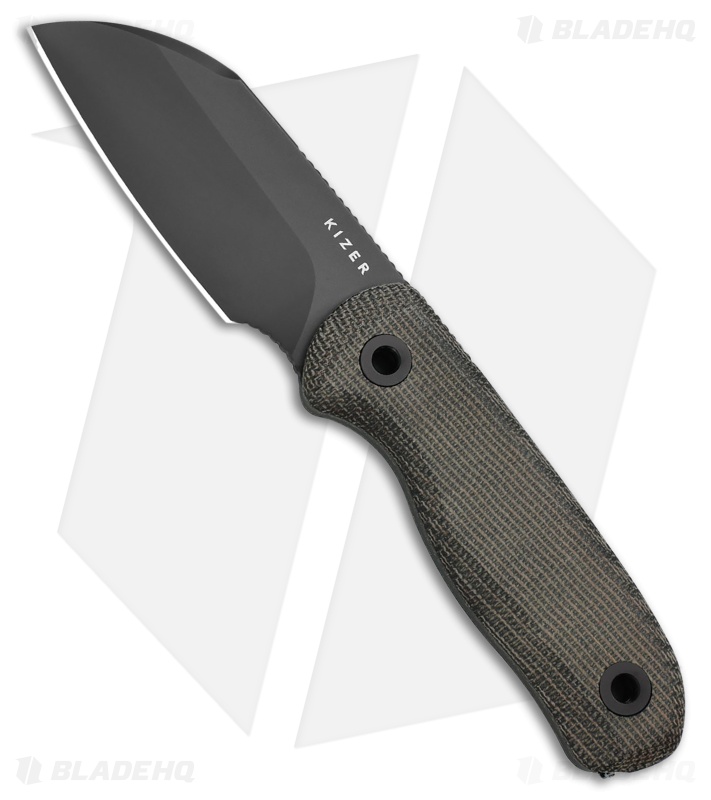 Kizer Drop Bear Sheepsfoot Fixed Blade Knife Ultrex Micarta (2.6" Black) 1093A3